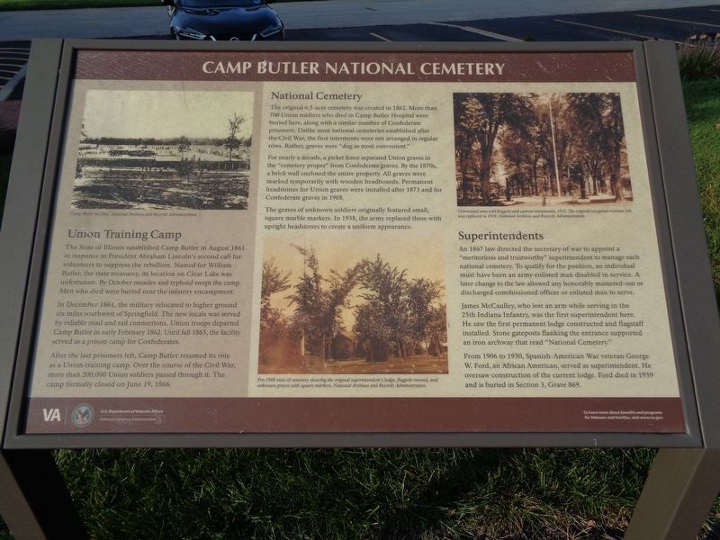 Camp Butler National Cemetery Marker image. Click for full size.