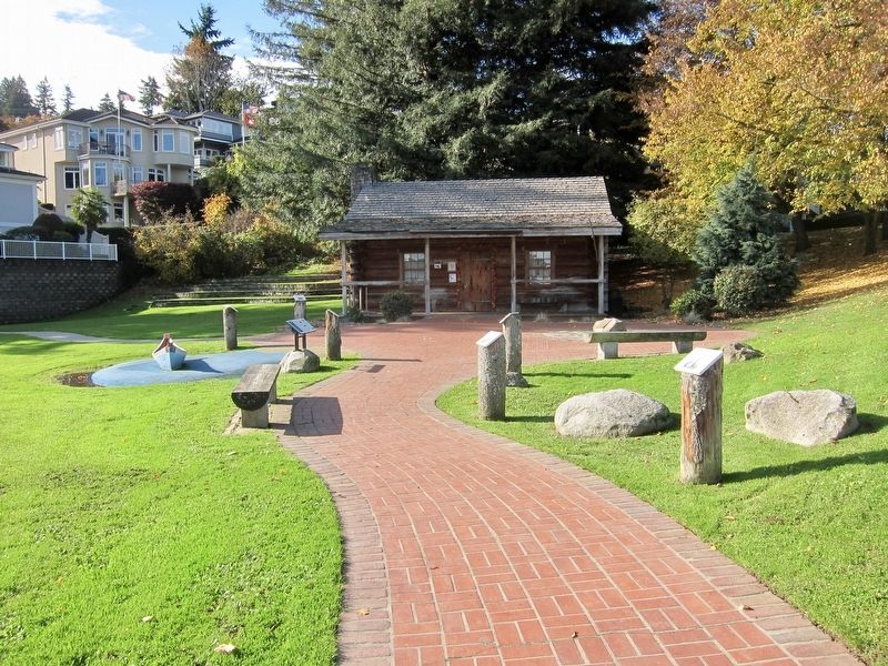 Our First Settlers Marker - wide view. Click for full size. Our First Settlers Marker - wide view image. Click for full size.