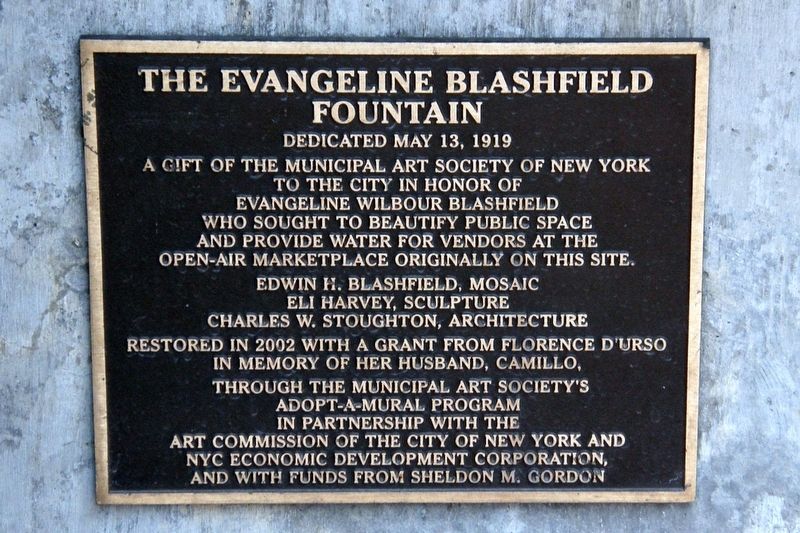 The Evangeline Blashfield Fountain plaque image. Click for full size.