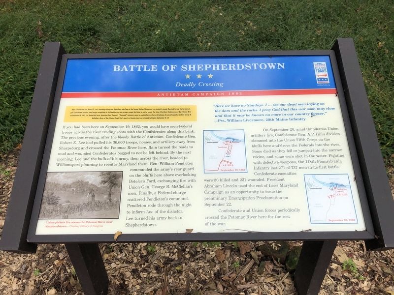 Battle of Shepherdstown Marker image. Click for full size.