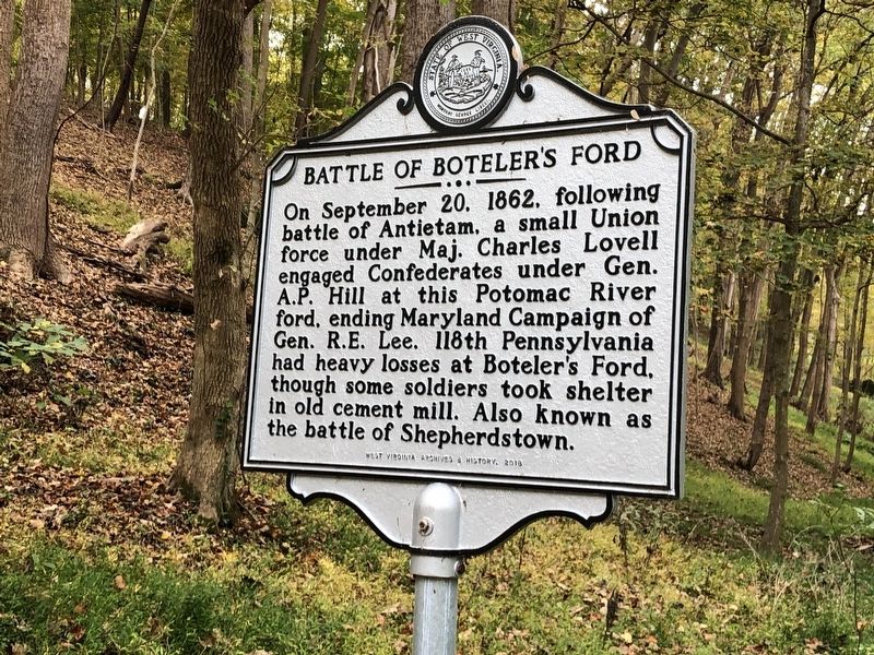 Battle of Boteler's Ford Marker image. Click for full size.