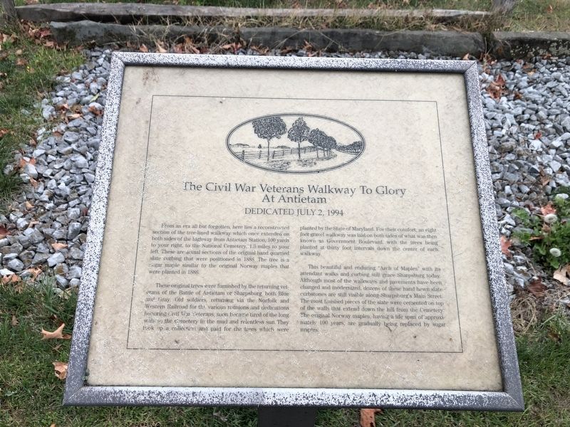 The Civil War Veterans Walkway To Glory At Antietam Marker. Click for full size. The Civil War Veterans Walkway To Glory At Antietam Marker image. Click for full size.