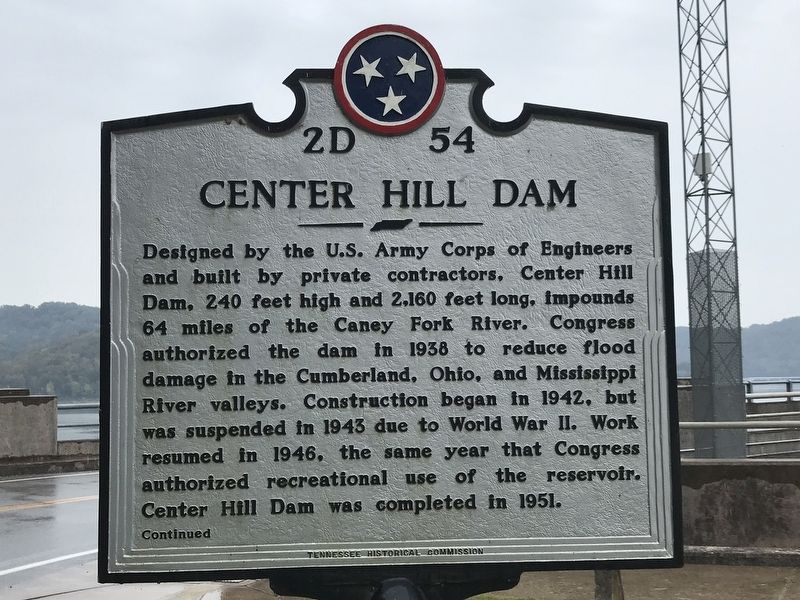 Center Hill Dam / Center Hill Powerhouse Marker image. Click for full size.