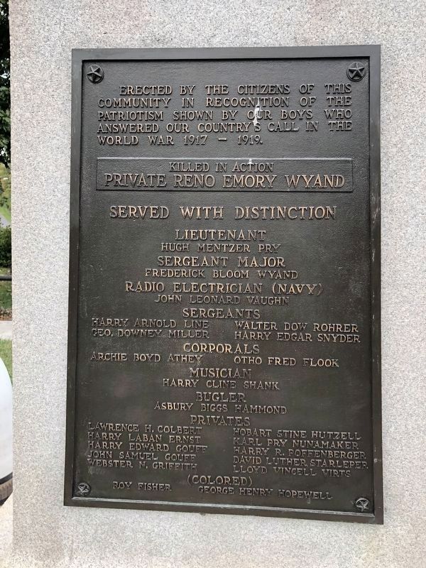 Keedysville World War I Memorial image. Click for full size.
