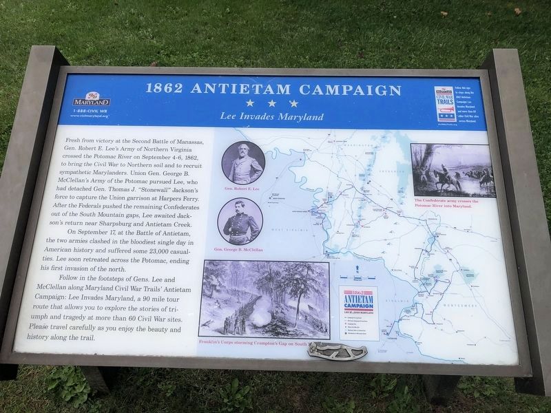 1862 Antietam Campaign Marker. Click for full size. 1862 Antietam Campaign Marker image. Click for full size.