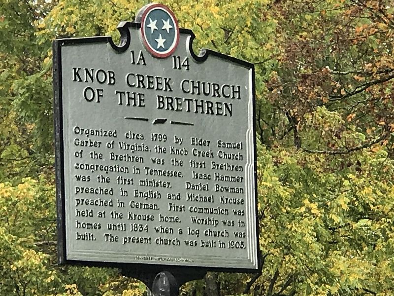 Knob Creek Church of the Brethren Marker image. Click for full size.