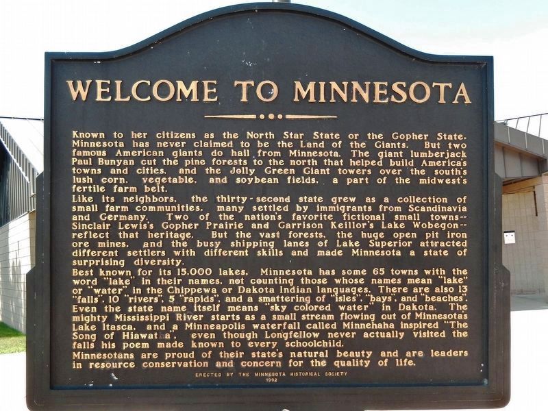 Welcome to Minnesota (<i>marker east side</i>) image. Click for full size.