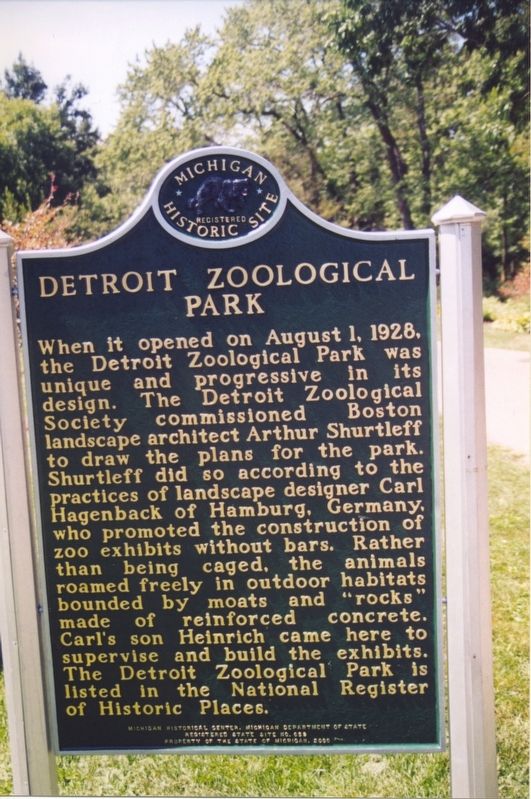 Detroit Zoological Park Marker image. Click for full size.