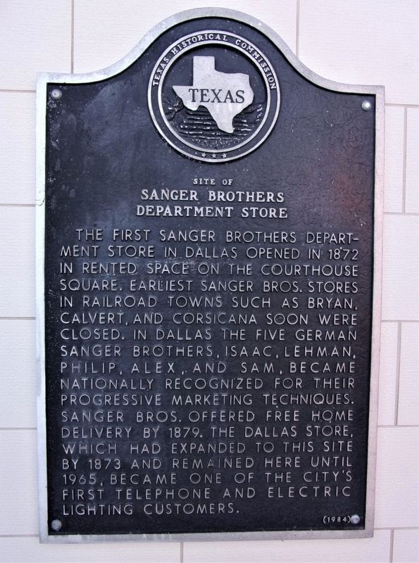 Site of Sanger Brothers Department Store Marker image. Click for full size.