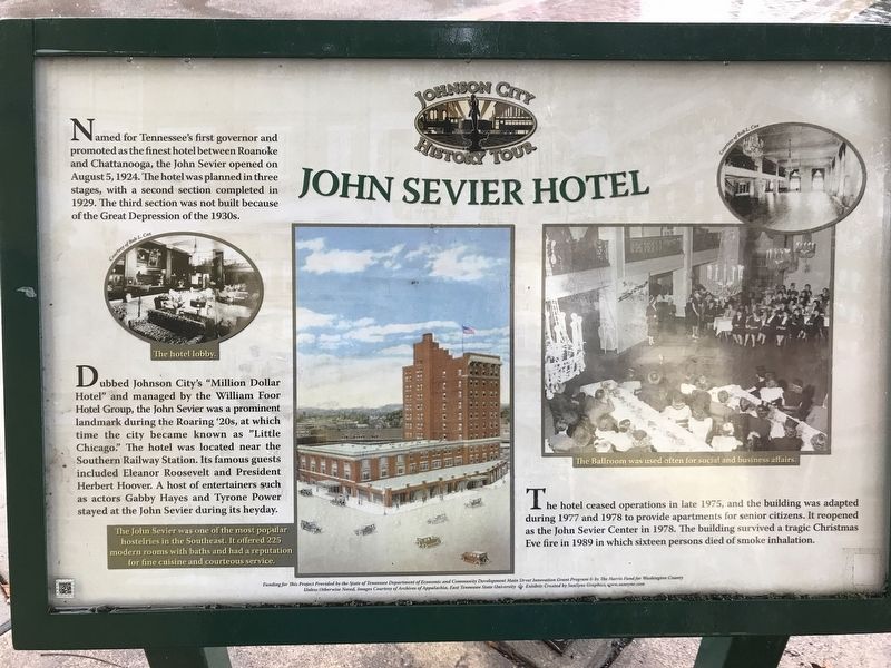 John Sevier Hotel Marker image. Click for full size.