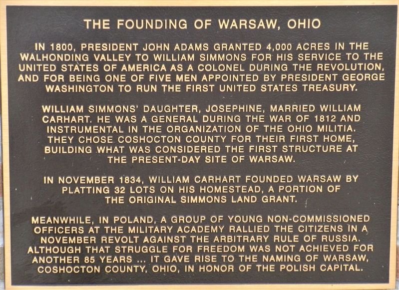 The Founding of Warsaw, Ohio Marker image. Click for full size.