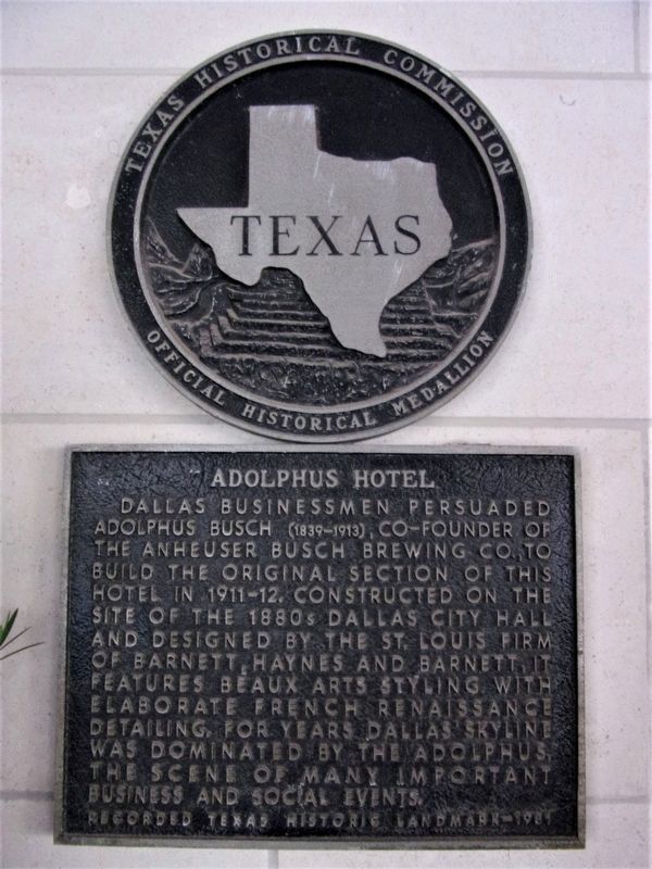 Adolphus Hotel Marker. Click for full size. Adolphus Hotel Marker image. Click for full size.