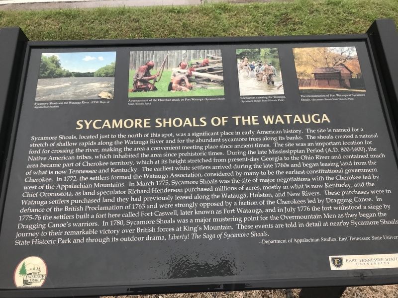 Sycamore Shoals of the Watauga Marker image. Click for full size.