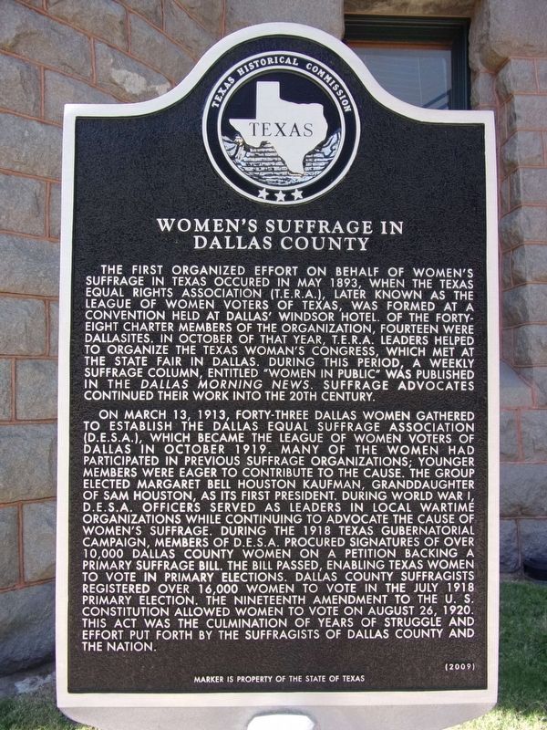 Women's Suffrage in Dallas County Marker image. Click for full size.