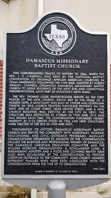 Damascus Missionary Baptist Church Marker image. Click for full size.