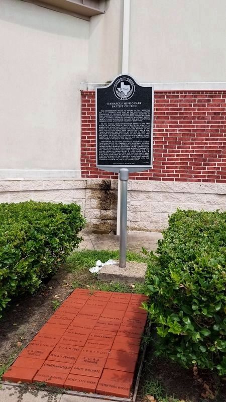 The Damascus Missionary Baptist Church Marker in front of the church image. Click for full size.