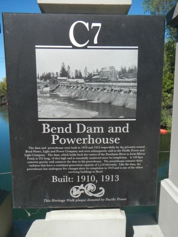 Bend Dam and Powerhouse Marker image. Click for full size.