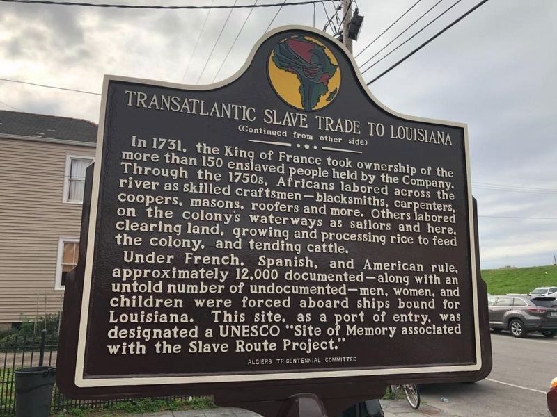 Transatlantic Slave Trade to Louisiana Marker image, Touch for more information