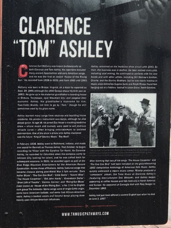 Clarence "Tom" Ashley Marker image. Click for full size.