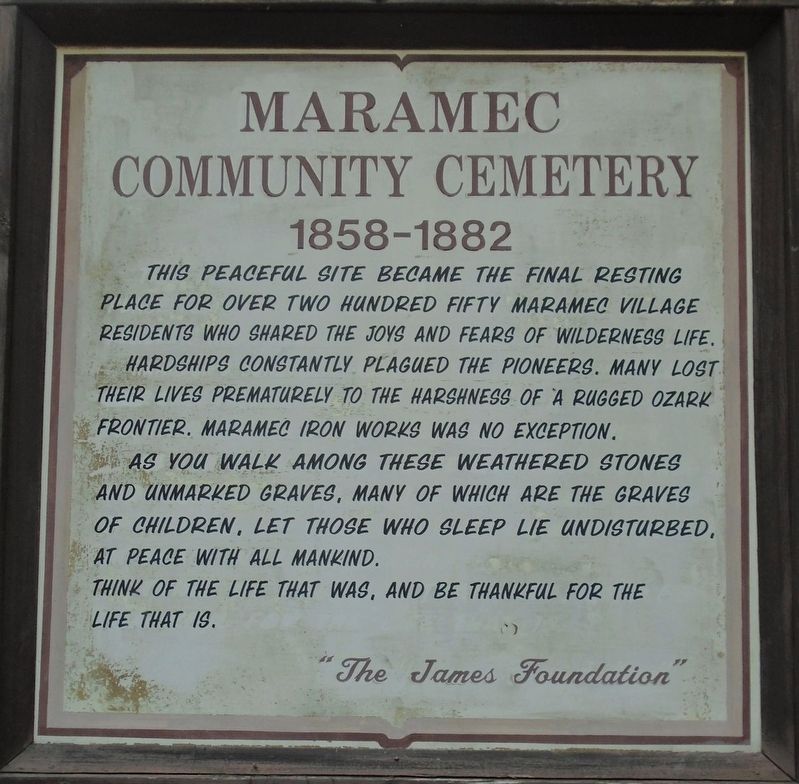 Maramec Community Cemetery Marker. Click for full size. Maramec Community Cemetery Marker image. Click for full size.