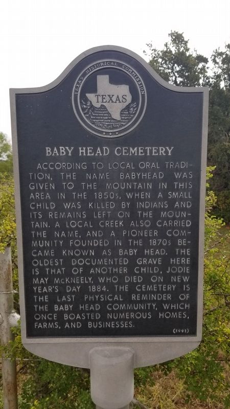 Baby Head Cemetery Marker. Click for full size. Baby Head Cemetery Marker image. Click for full size.