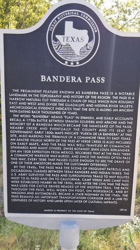 Bandera Pass Marker image. Click for full size.