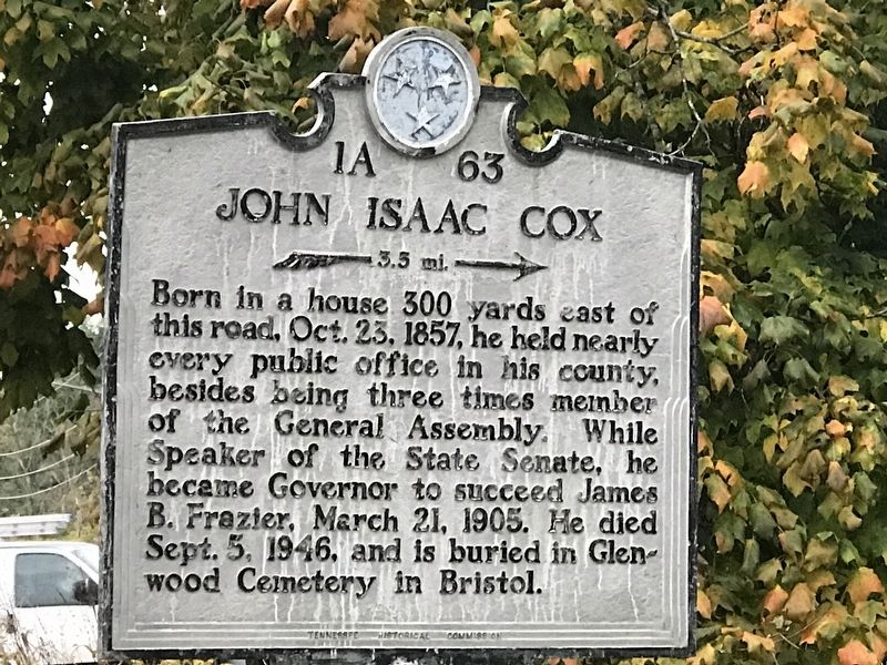 John Isaac Cox Marker image. Click for full size.