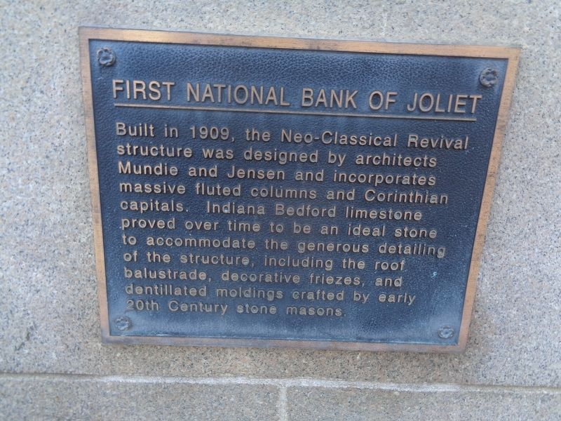 First National Bank of Joliet Marker image. Click for full size.