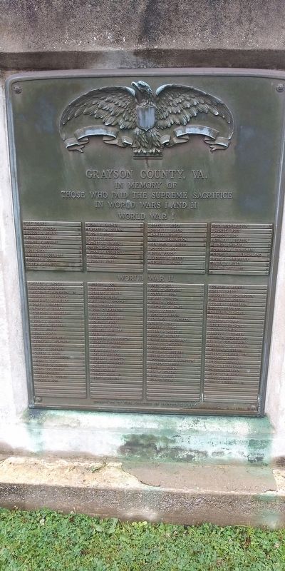 Grayson County, VA. Honor Roll Marker image. Click for full size.