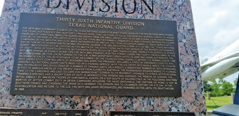 Thirty Sixth Infantry Division Marker image. Click for full size.