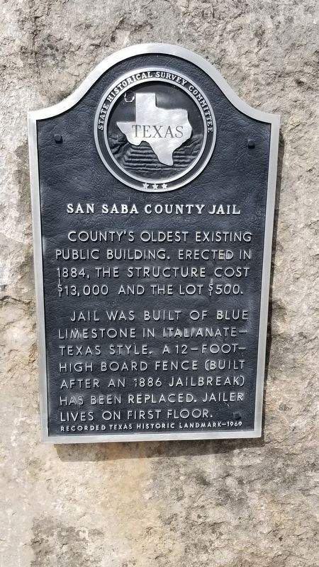 San Saba County Jail Marker image. Click for full size.
