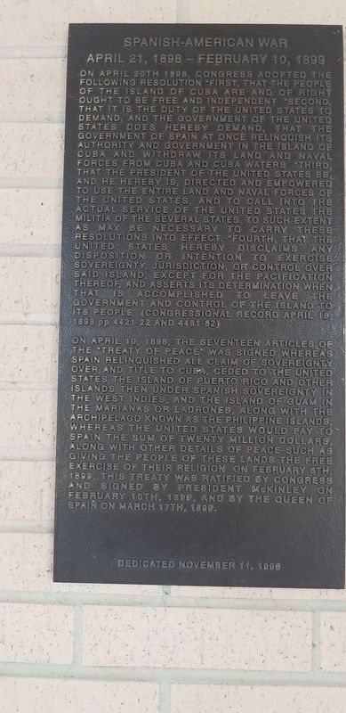 Spanish-American War Marker image. Click for full size.