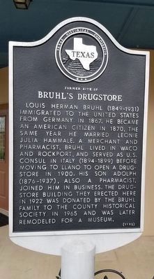 Former Site of Bruhl's Drugstore Marker image. Click for full size.