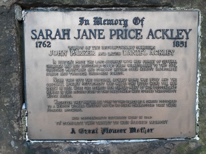 Sarah Jane Price Ackley Marker image. Click for full size.