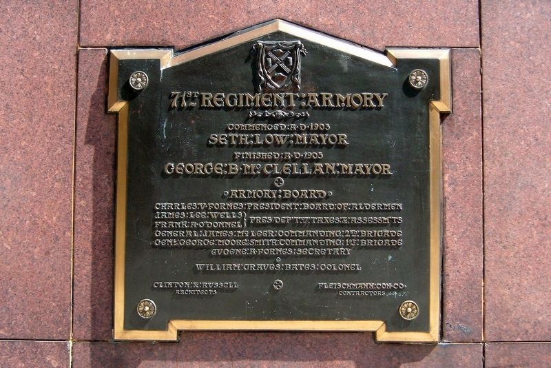71st Regiment Armory plaque image. Click for full size.