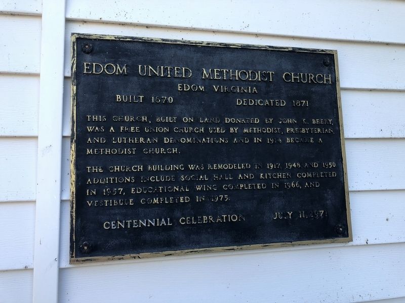 Edom United Methodist Church Marker image. Click for full size.