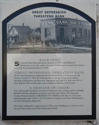 Great Depression Threatens Bank Marker image. Click for full size.