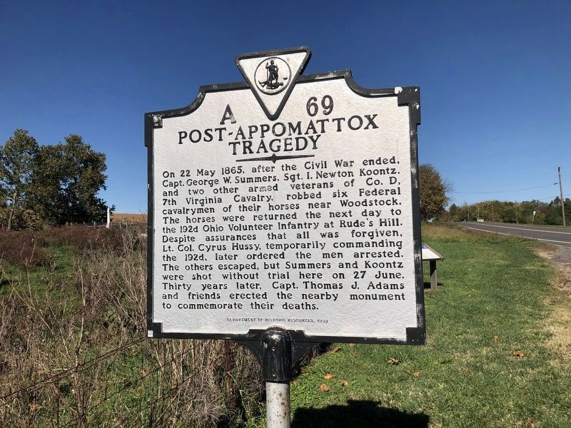 Post-Appomattox Tragedy Marker image. Click for full size.