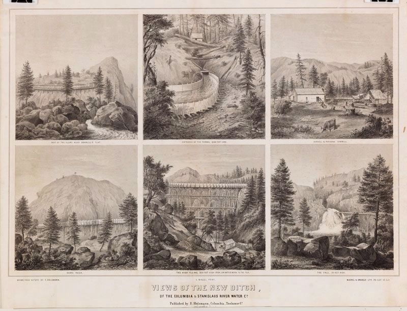 "Views of the new ditch of the Columbia & Stanislaus River Water Co." image. Click for full size.