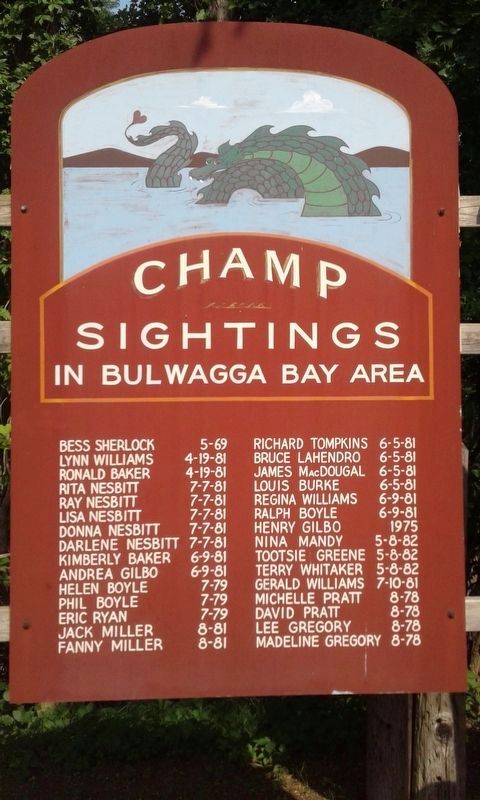 Champ Sightings in Bulwagga Bay Area Marker image. Click for full size.