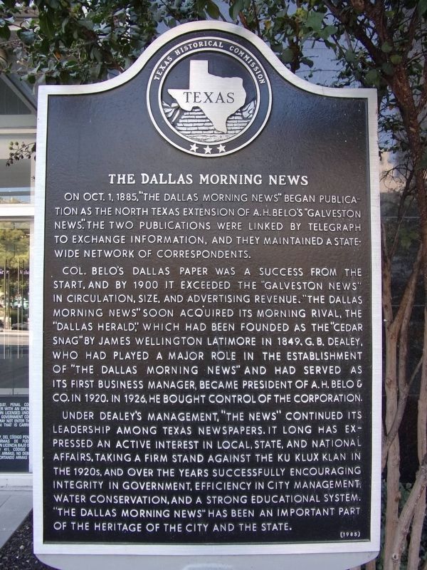 The Dallas Morning News Marker image. Click for full size.