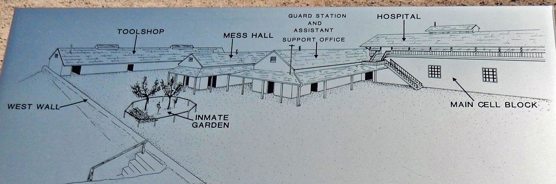Marker detail: Prison Buildings Diagram image. Click for full size.