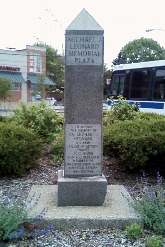 Michael J. Leonard Memorial Plaza stele image. Click for full size.