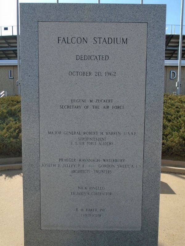 Falcon Stadium Dedication Marker image. Click for full size.