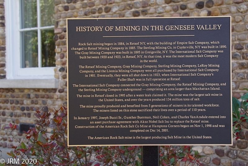 History of Mining in the Genesee Valley Marker image. Click for full size.