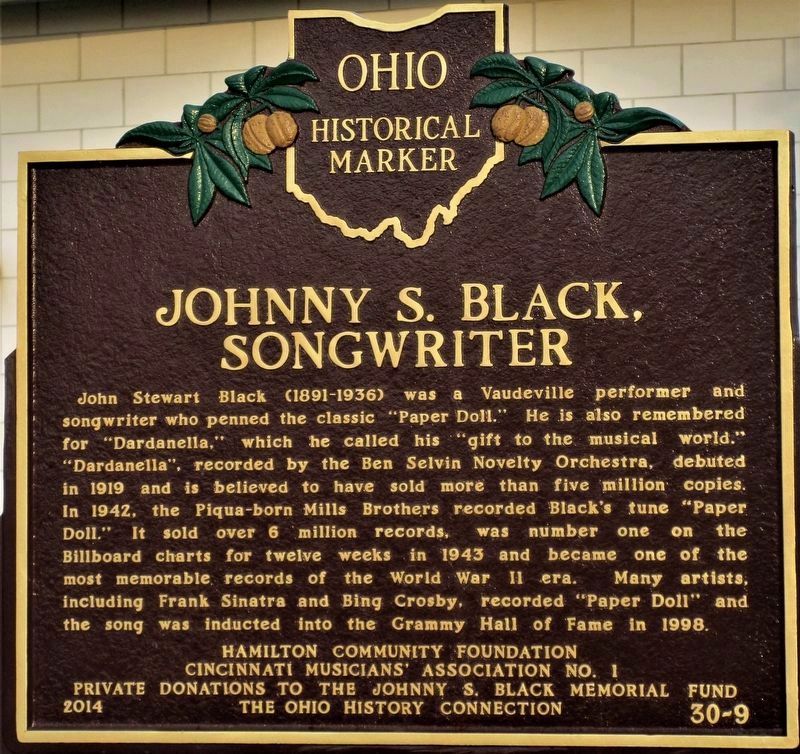 Johnny S. Black, Songwriter side of marker image. Click for full size.