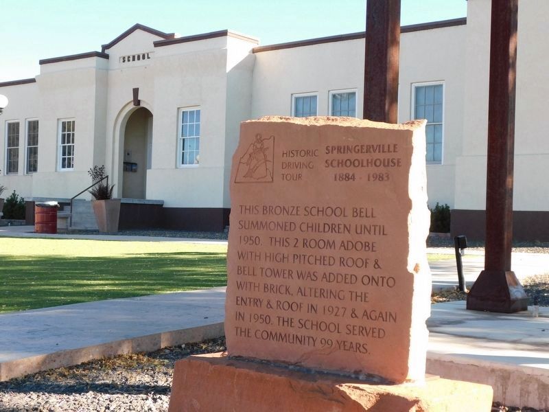 Springerville Schoolhouse Marker and School image. Click for full size.