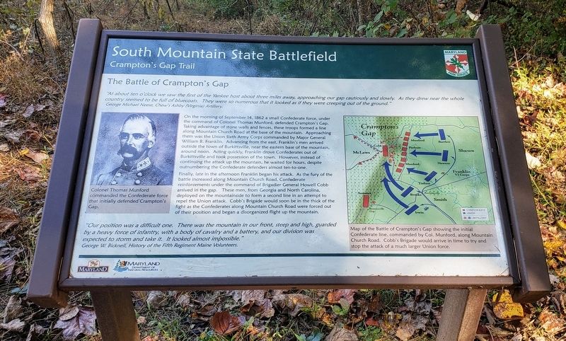 The Battle of Crampton's Gap Marker image. Click for full size.