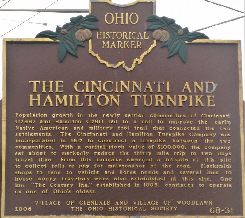 The Cincinnati Hamilton Turnpike Marker image. Click for full size.