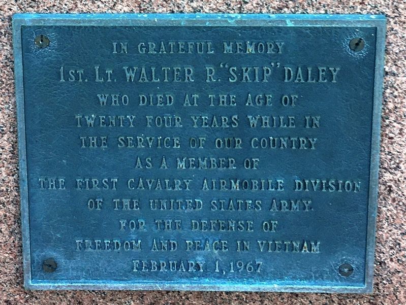 1st. lt. Walter R. “Skip” Daley Marker image. Click for full size.